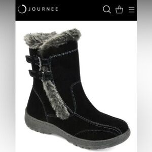 LNC Journee Takani Black suede Fur-Lined Boots